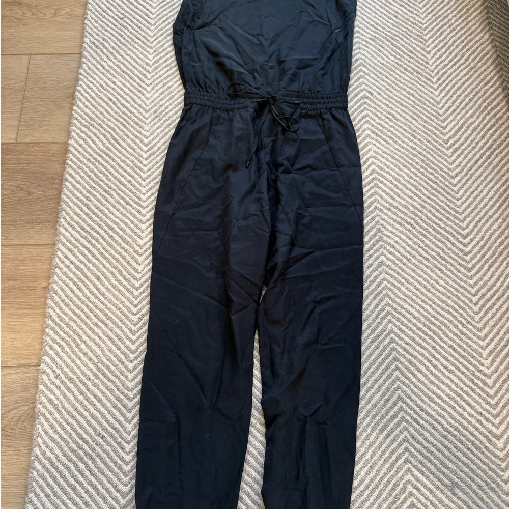 Vince Black Utilitarian Jumpsuit with Long Sleeves